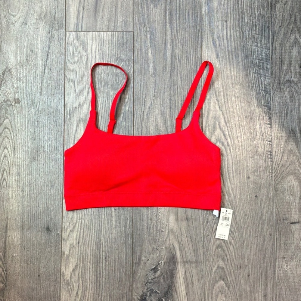 Aerie Superchill Ribbed Seamless Bralette‎ Red Adjustable Straps Size L NEW